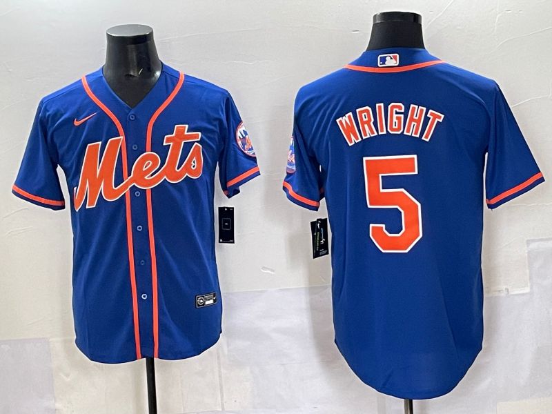 Men 2025 New York Mets #5 Wright Blue Game Nike MLB Jersey style 01